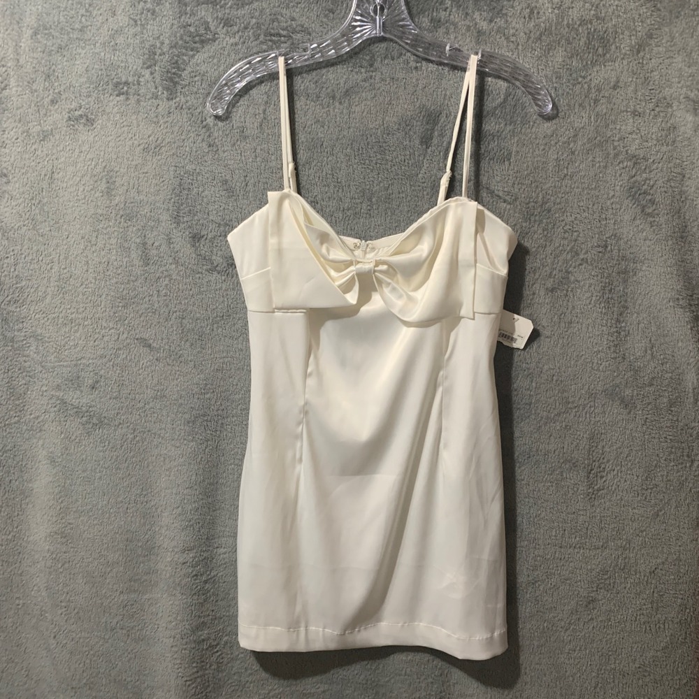 Altar'd State White Bow Front Mini Dress ASWD-251-556 Large NWT Coquette Flaw